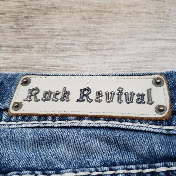 Rock Revival Phyllis Easy Skinny Jeans Women's‎ Silver Studded Low Rise Look 26 - Picture 7 of 11